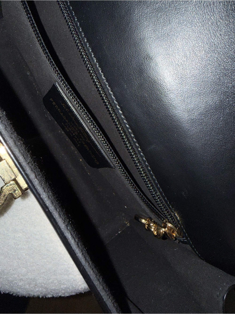 Salvatore Ferragamo Black Leather Crossbody with Gold Gancini Hardware - Picture 8 of 9
